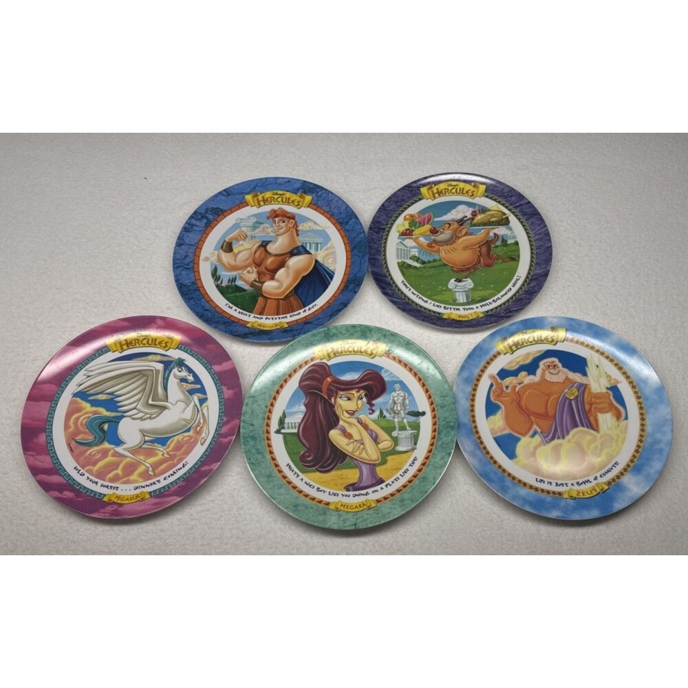 McDonalds Disney Hercules Collector Plates 1997 Vintage Lot 5 Megara Zeus Pegasu